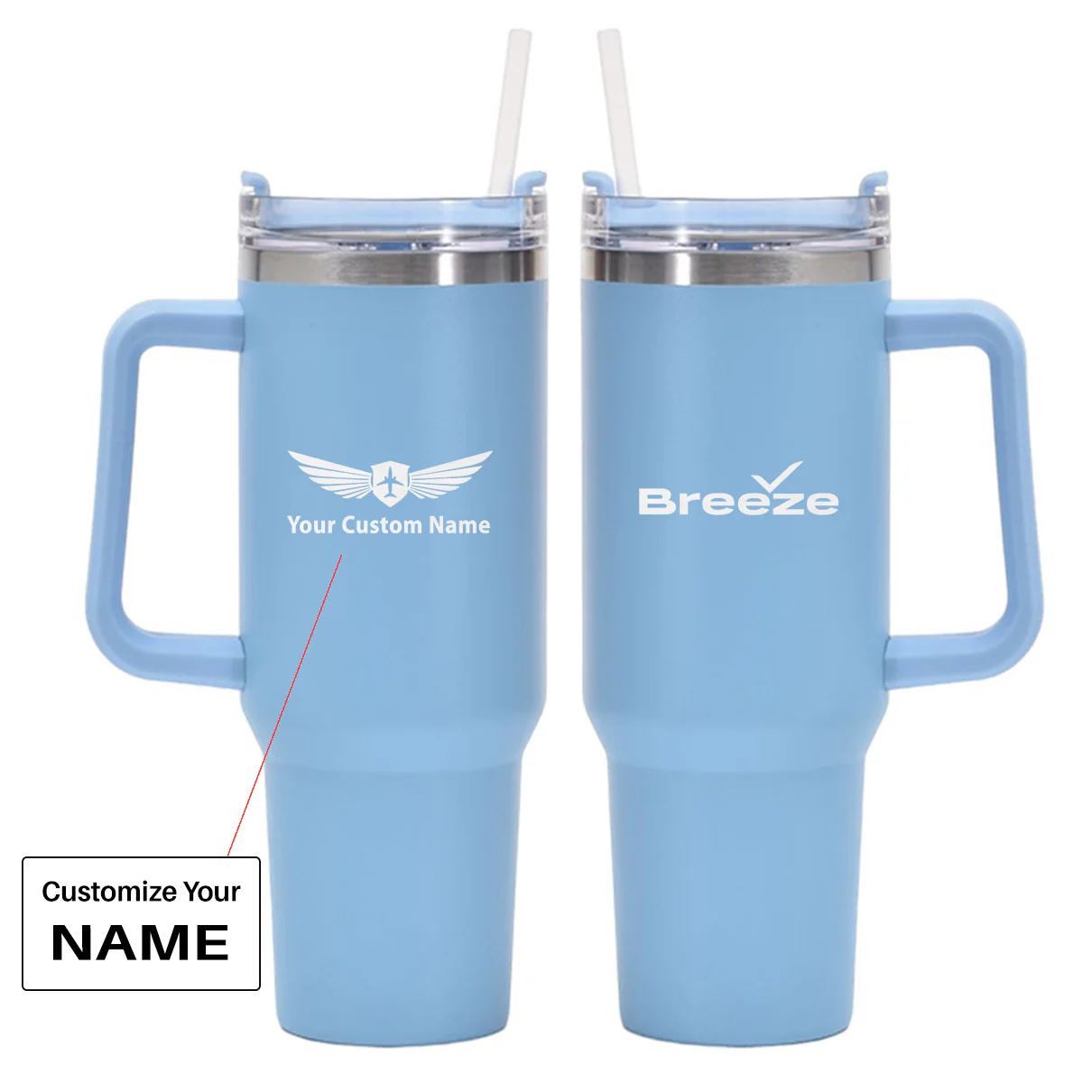 Breeze Airways Designed 40oz Stainless Steel Car Mug With Holder - Image 17