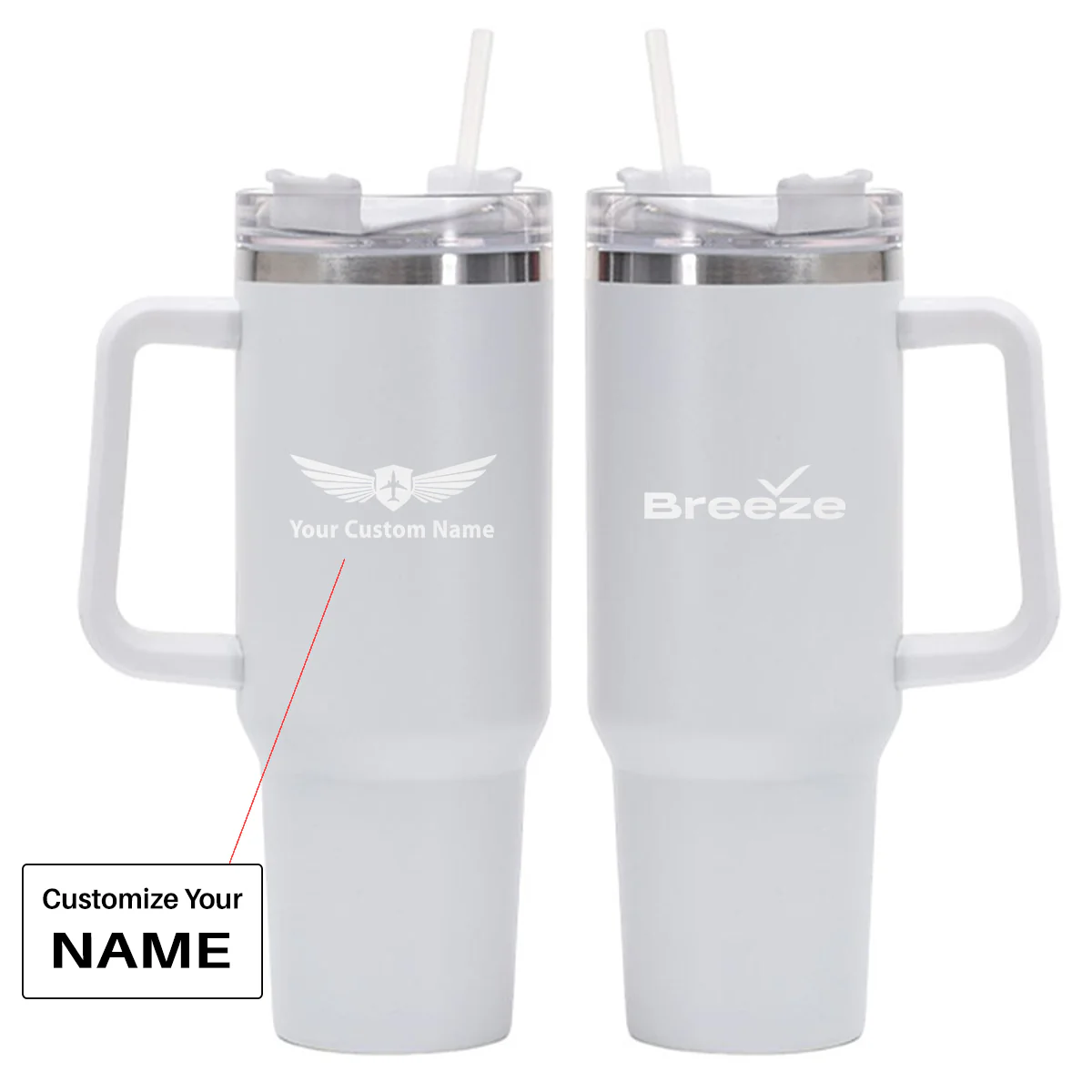 Breeze Airways Designed 40oz Stainless Steel Car Mug With Holder - Image 21