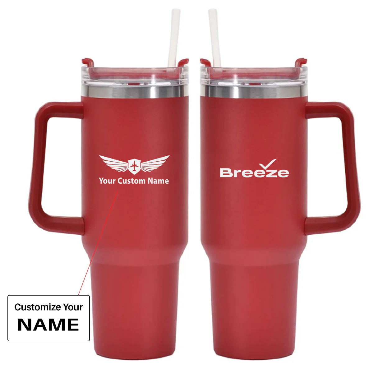 Breeze Airways Designed 40oz Stainless Steel Car Mug With Holder - Image 7