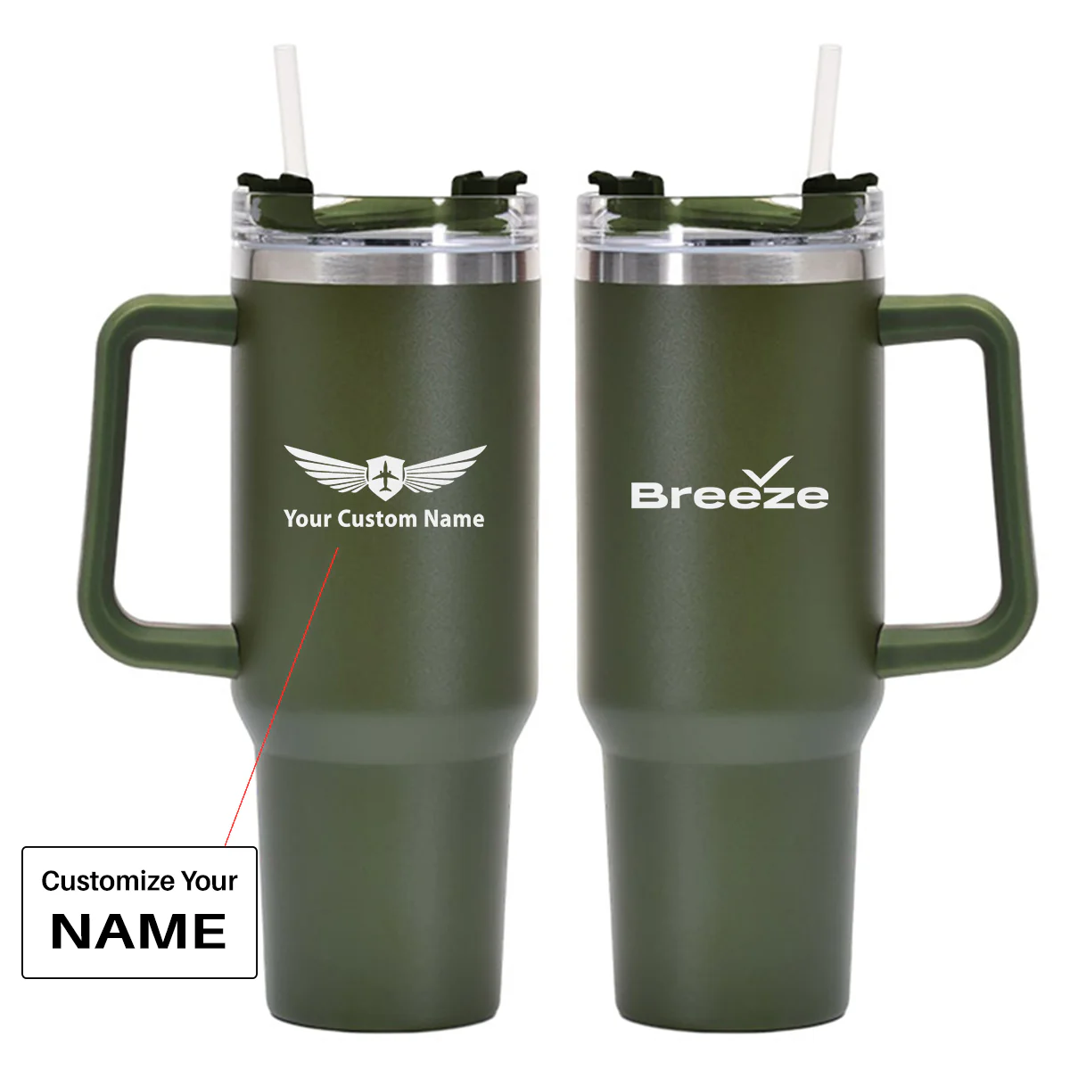 Breeze Airways Designed 40oz Stainless Steel Car Mug With Holder - Image 9