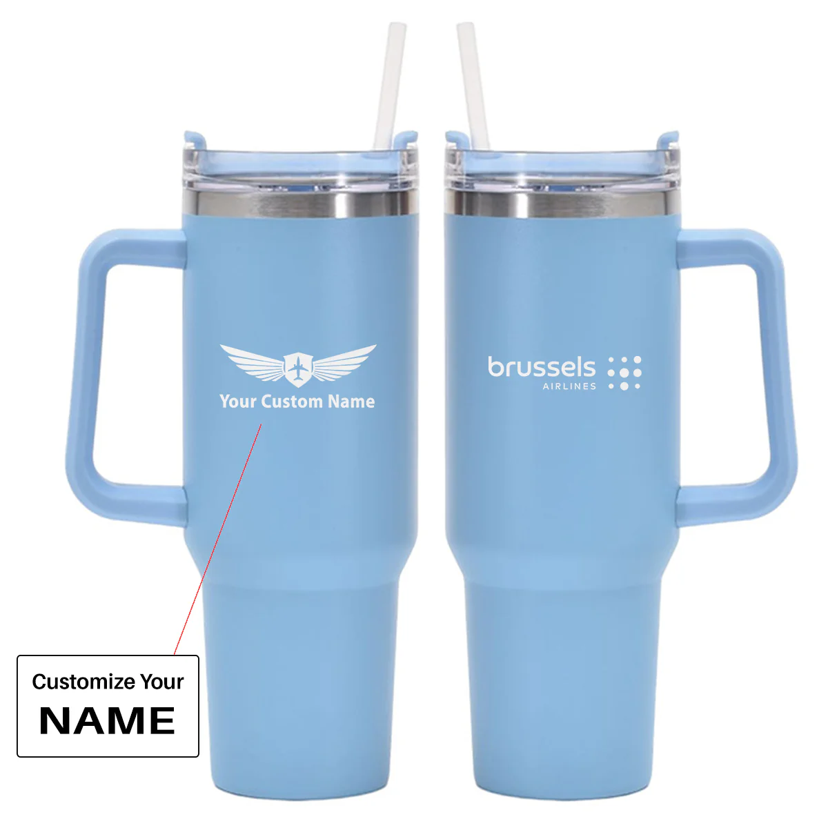 Brussels Airlines Designed 40oz Stainless Steel Car Mug With Holder - Image 17