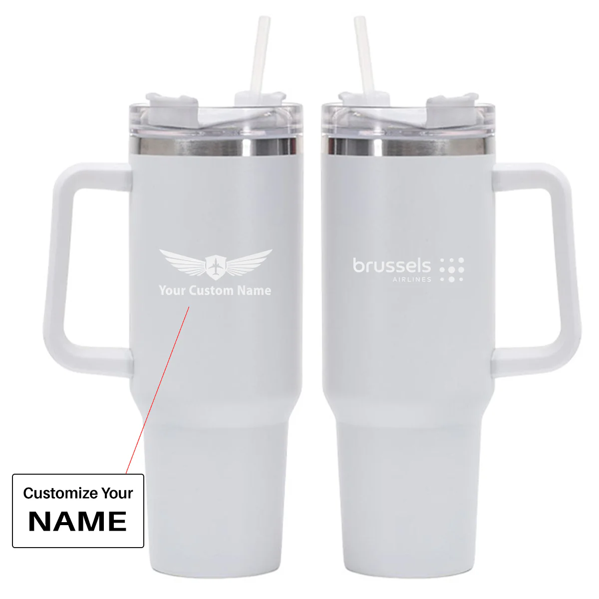 Brussels Airlines Designed 40oz Stainless Steel Car Mug With Holder - Image 21