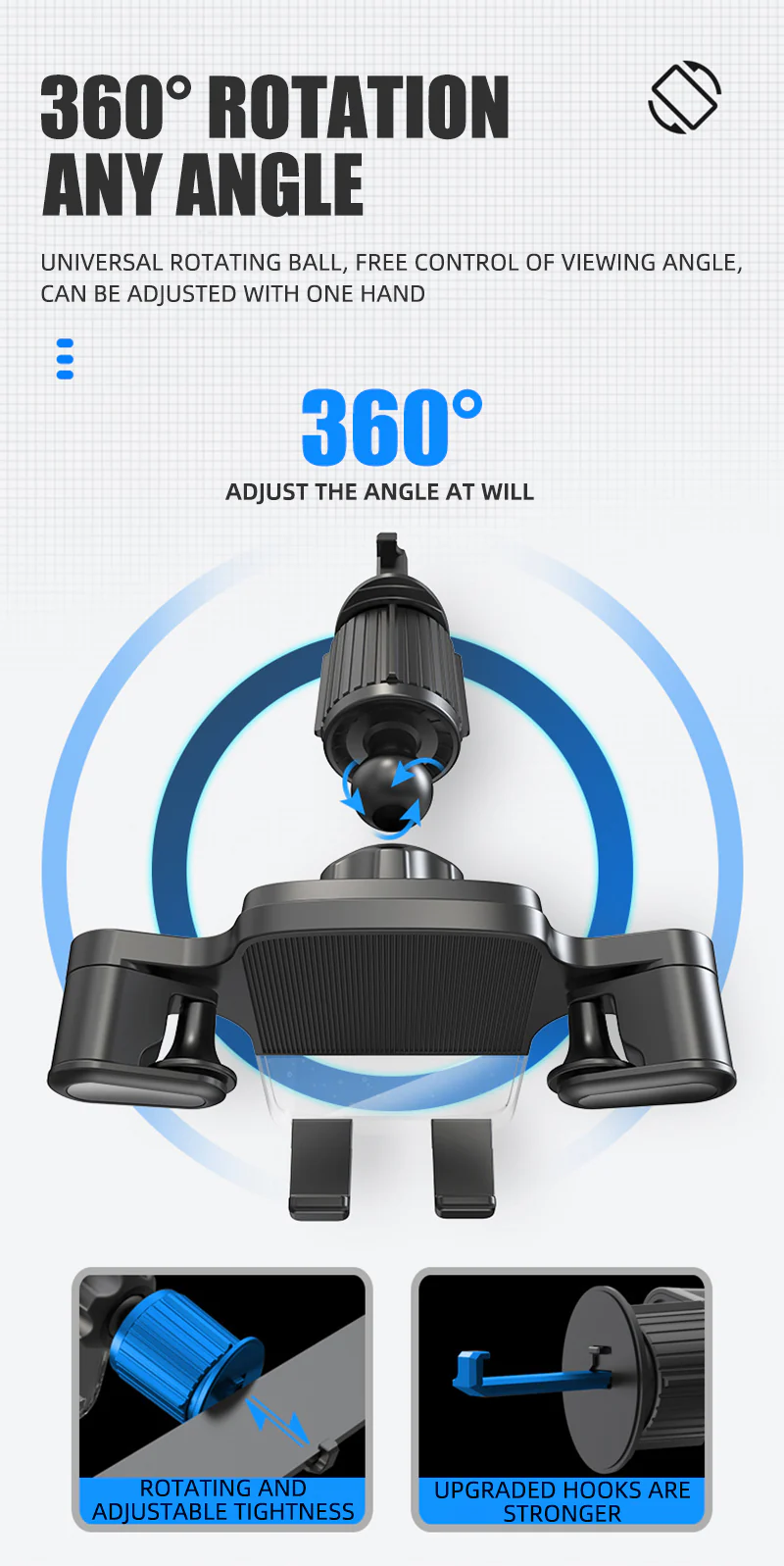 Car Vent Mount Phone Holder with Hook Gravity Sensing - Image 11