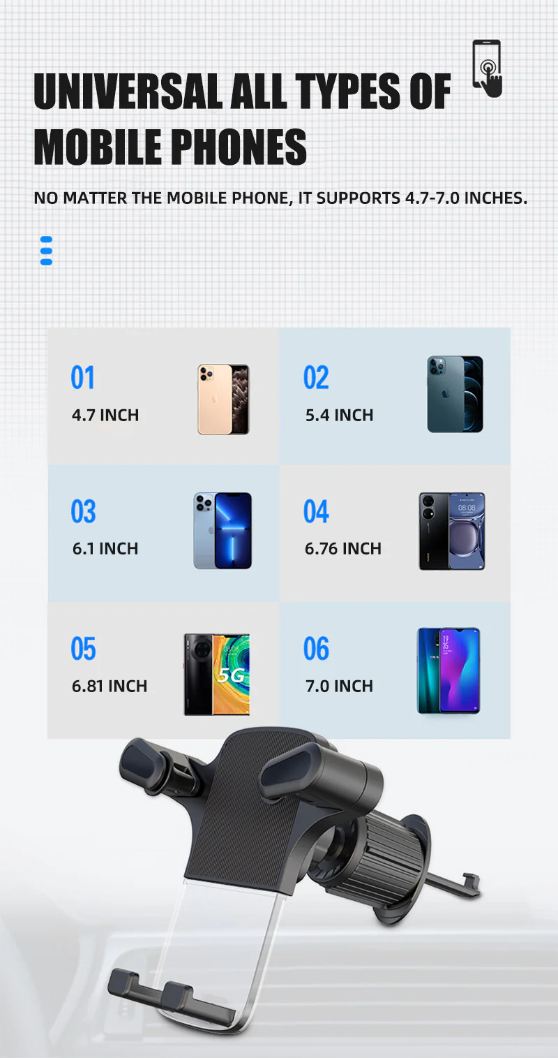 Car Vent Mount Phone Holder with Hook Gravity Sensing - Image 13