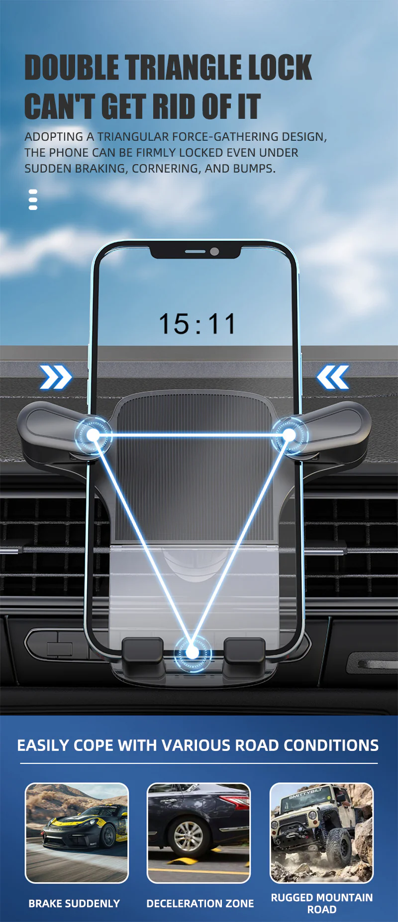 Car Vent Mount Phone Holder with Hook Gravity Sensing - Image 6