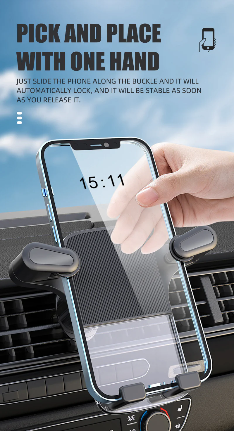 Car Vent Mount Phone Holder with Hook Gravity Sensing - Image 7