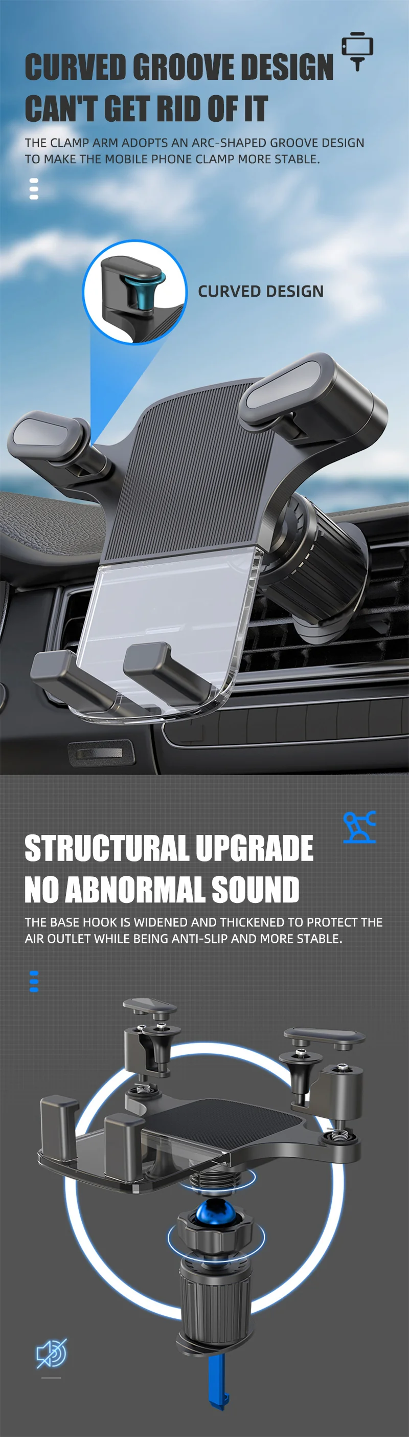 Car Vent Mount Phone Holder with Hook Gravity Sensing - Image 8