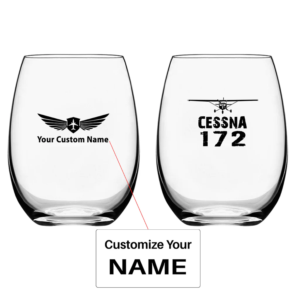 Cessna 172 & Plane Designed Water & Drink Glasses