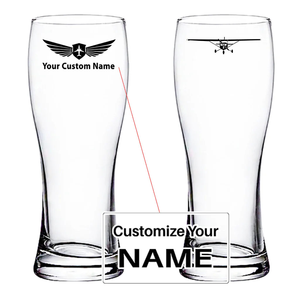 Cessna 172 Silhouette Designed Pilsner Beer Glasses