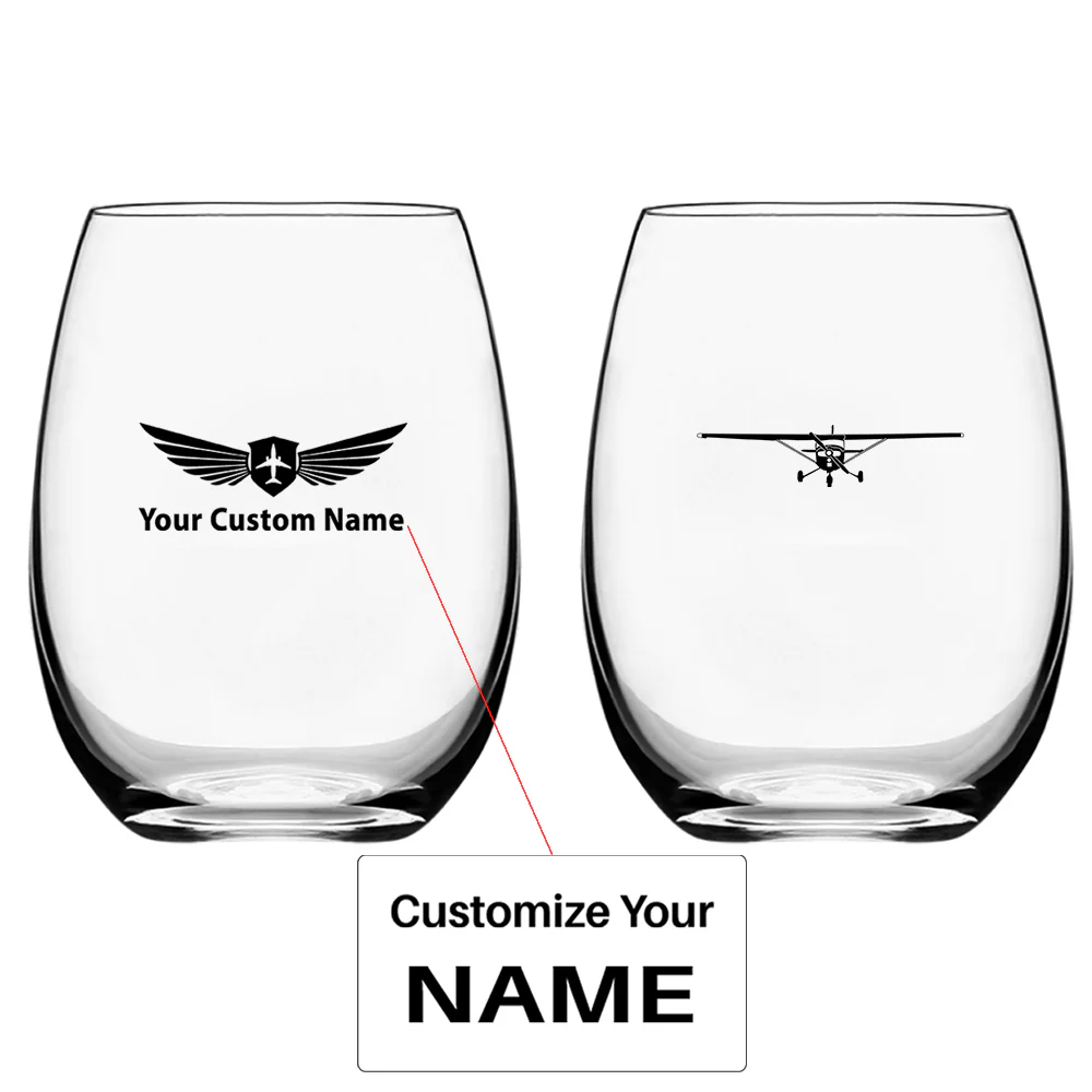 Cessna 172 Silhouette Designed Water & Drink Glasses