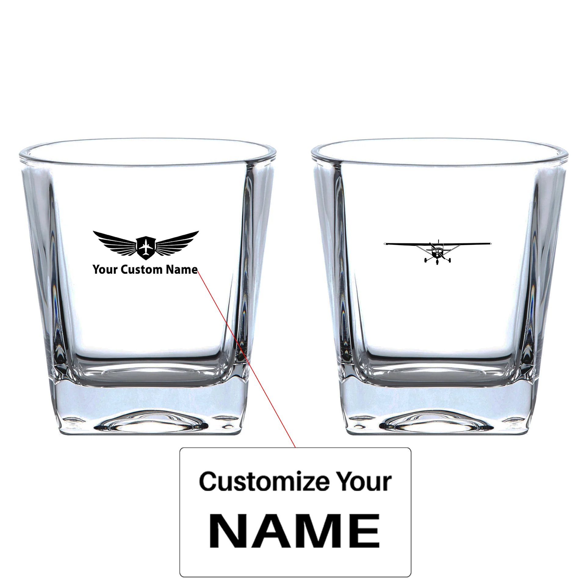 Cessna 172 Silhouette Designed Whiskey Glass