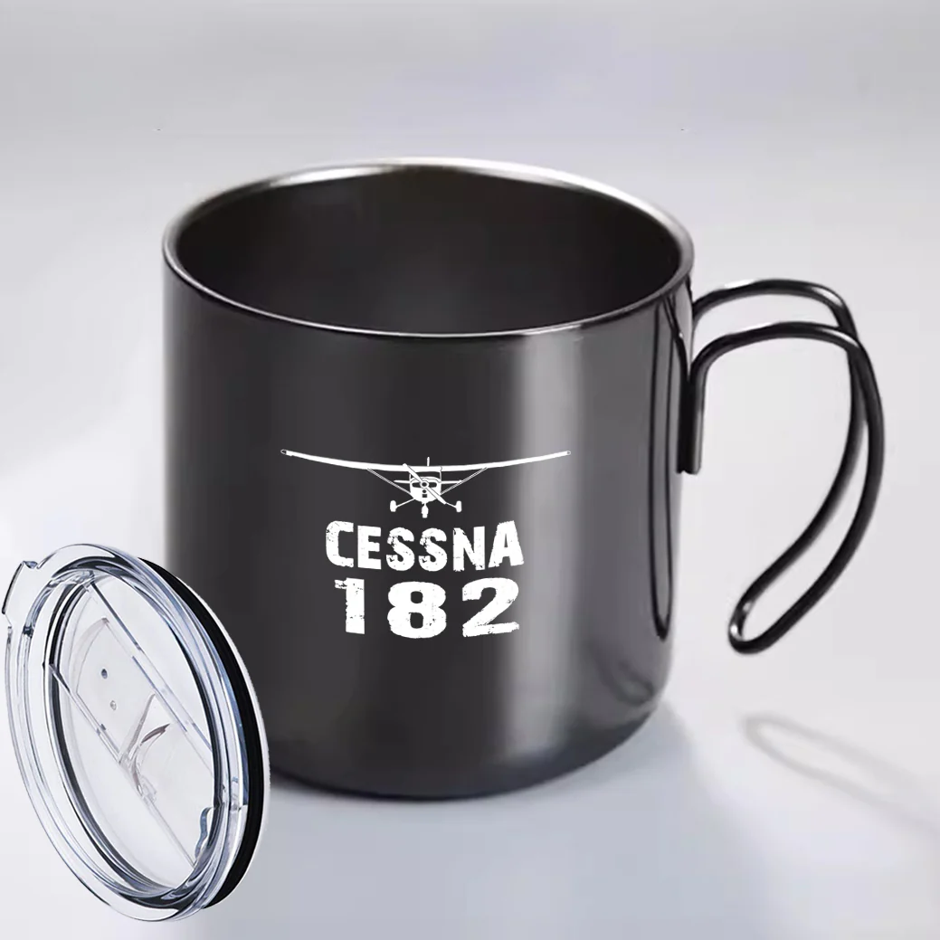 Cessna 182 & Plane Designed Stainless Steel Portable Mugs - Image 4