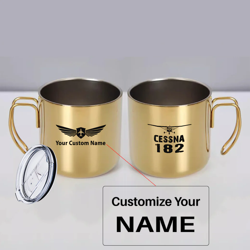 Cessna 182 & Plane Designed Stainless Steel Portable Mugs - Image 5