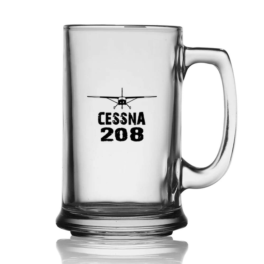 Cessna 208 & Plane Designed Beer Glass with Holder - Image 2