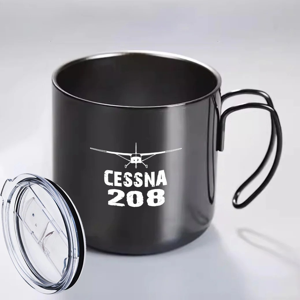 Cessna 208 & Plane Designed Stainless Steel Portable Mugs - Image 4