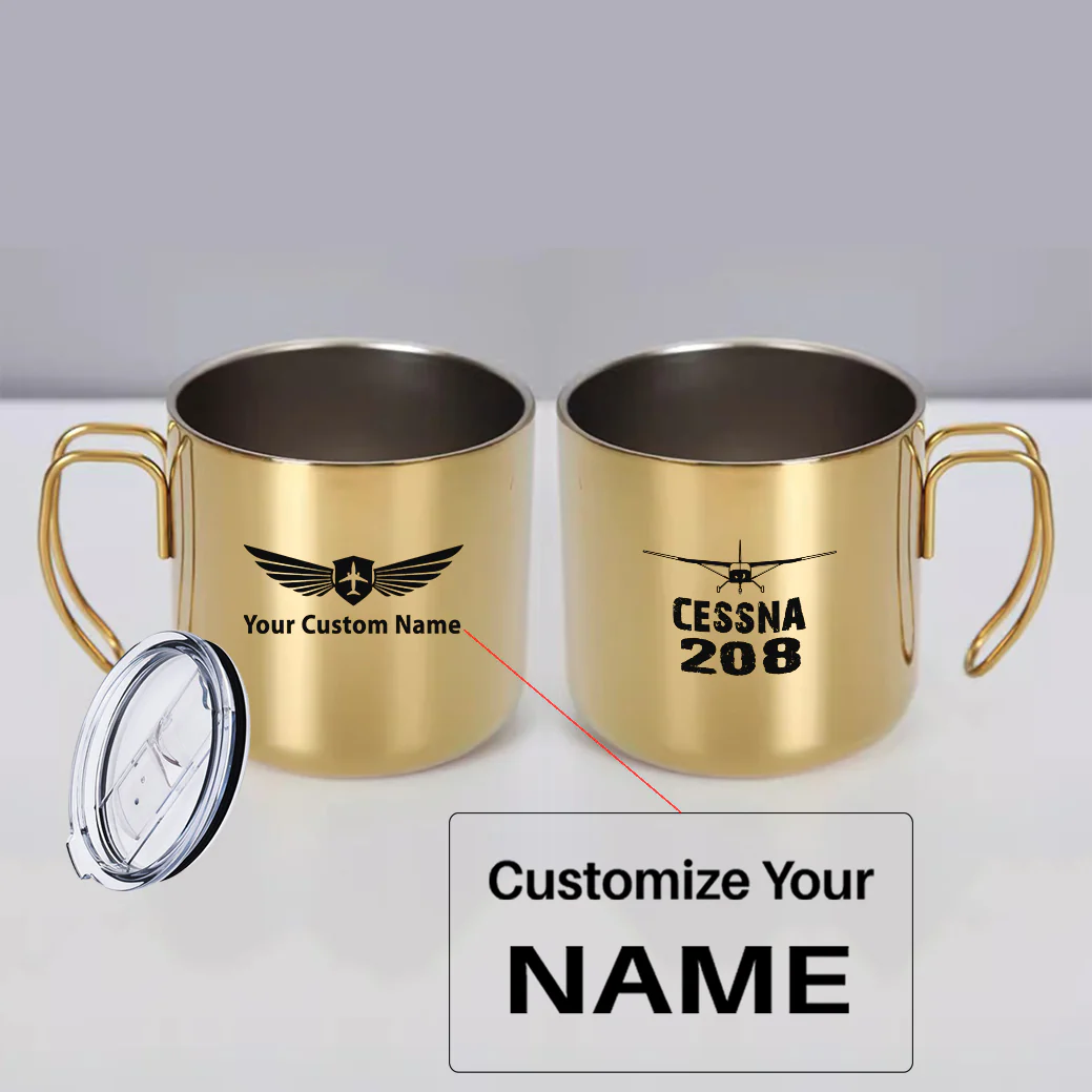 Cessna 208 & Plane Designed Stainless Steel Portable Mugs - Image 5