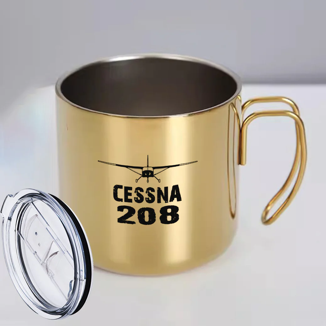 Cessna 208 & Plane Designed Stainless Steel Portable Mugs - Image 6
