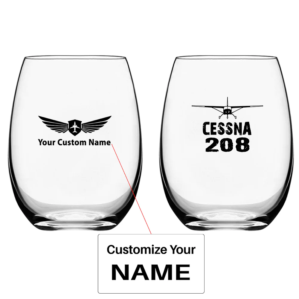 Cessna 208 & Plane Designed Water & Drink Glasses