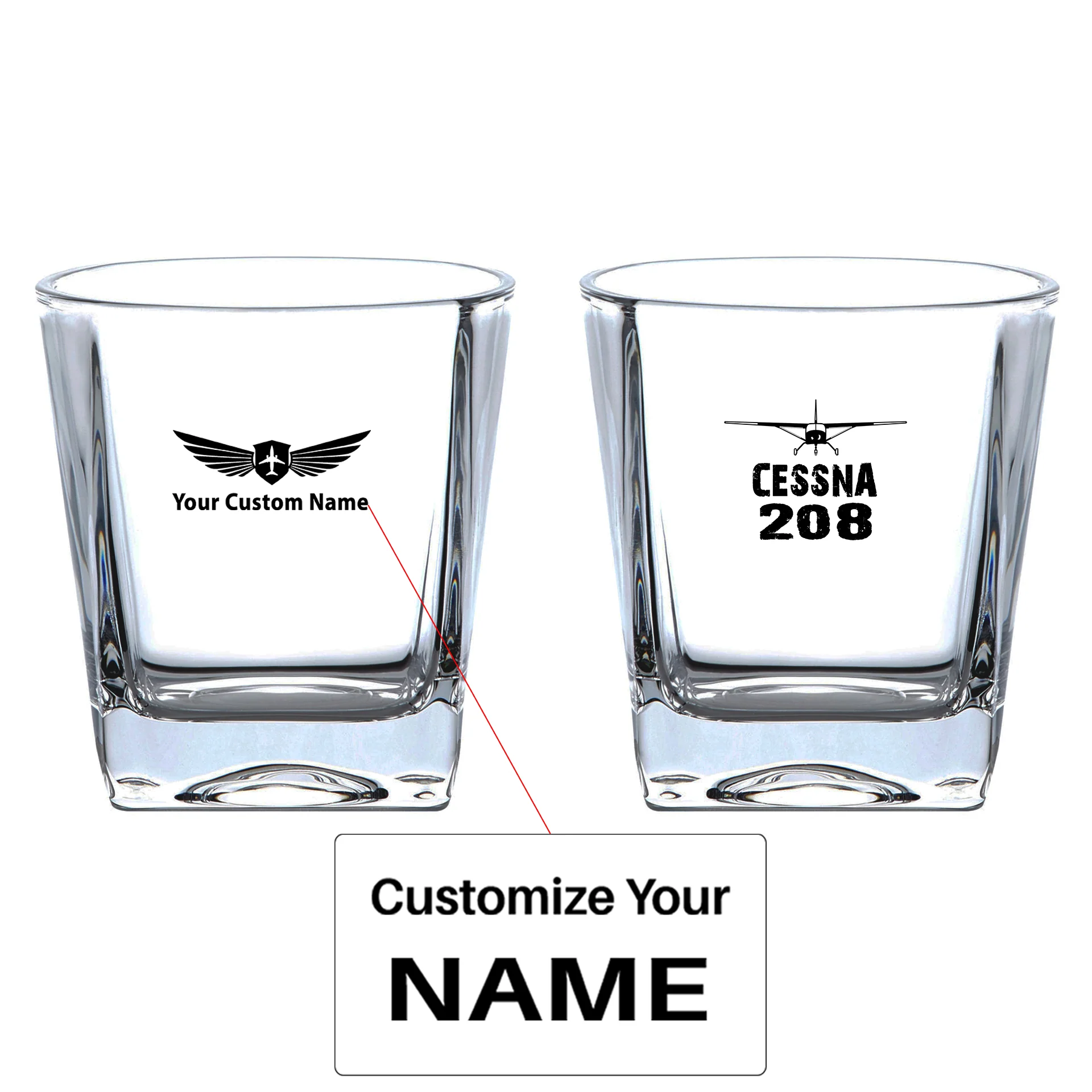 Cessna 208 & Plane Designed Whiskey Glass