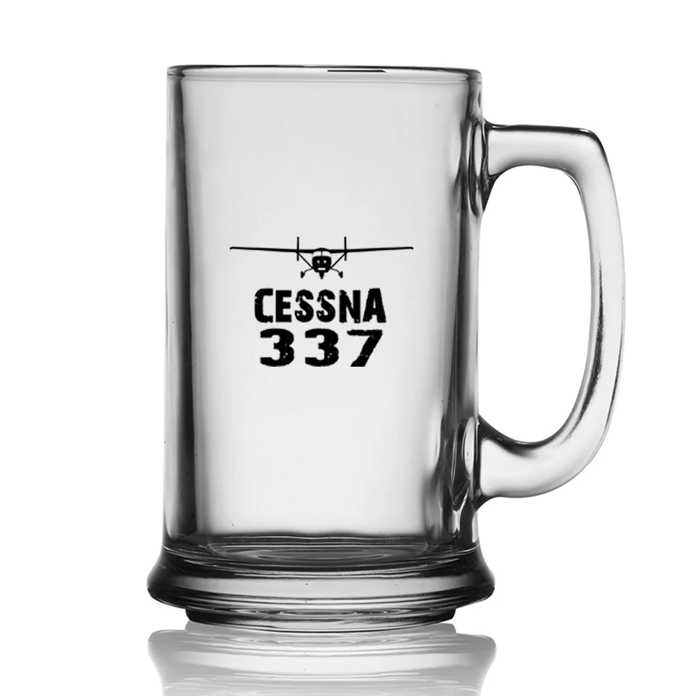 Cessna 337 & Plane Designed Beer Glass with Holder - Image 2