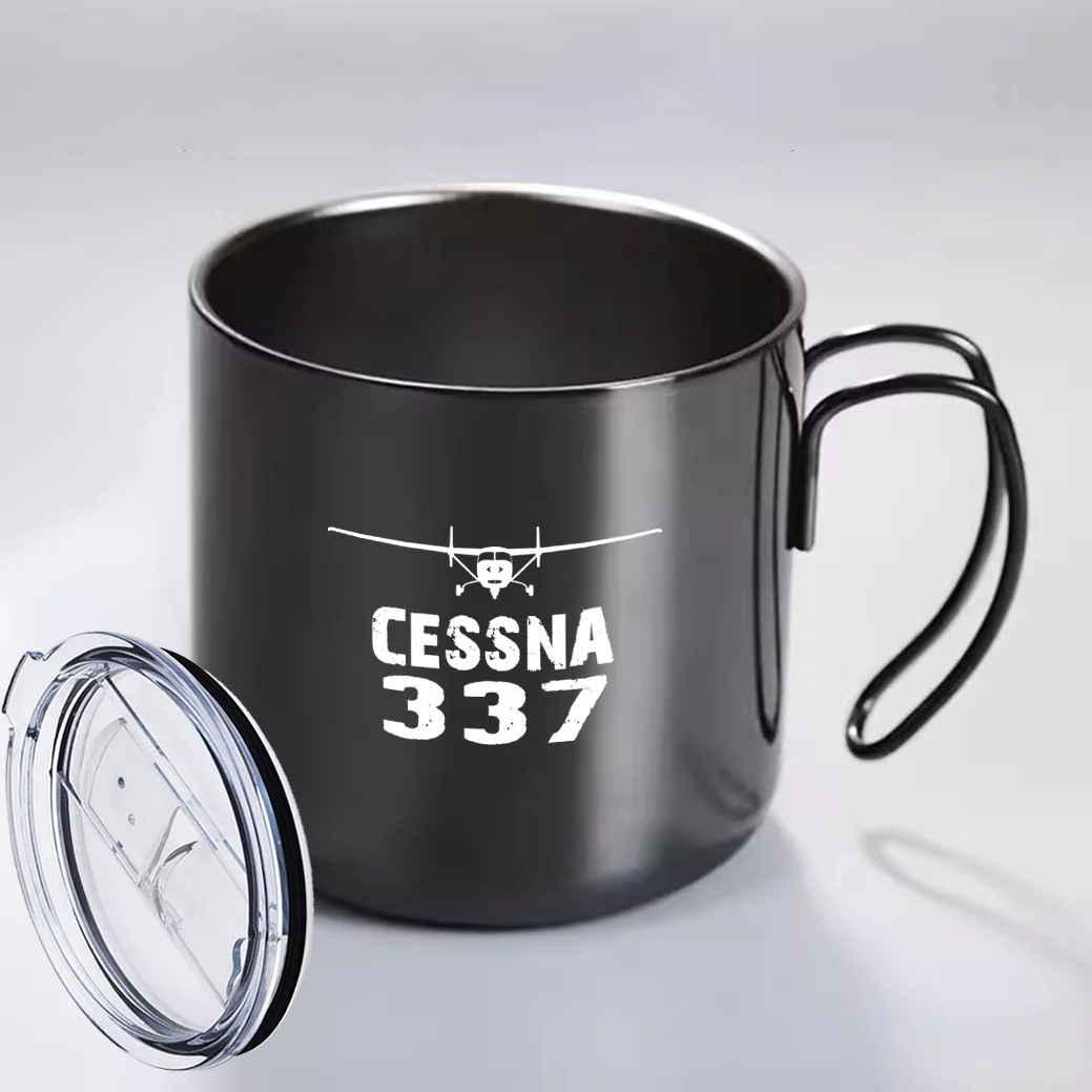 Cessna 337 & Plane Designed Stainless Steel Portable Mugs - Image 4