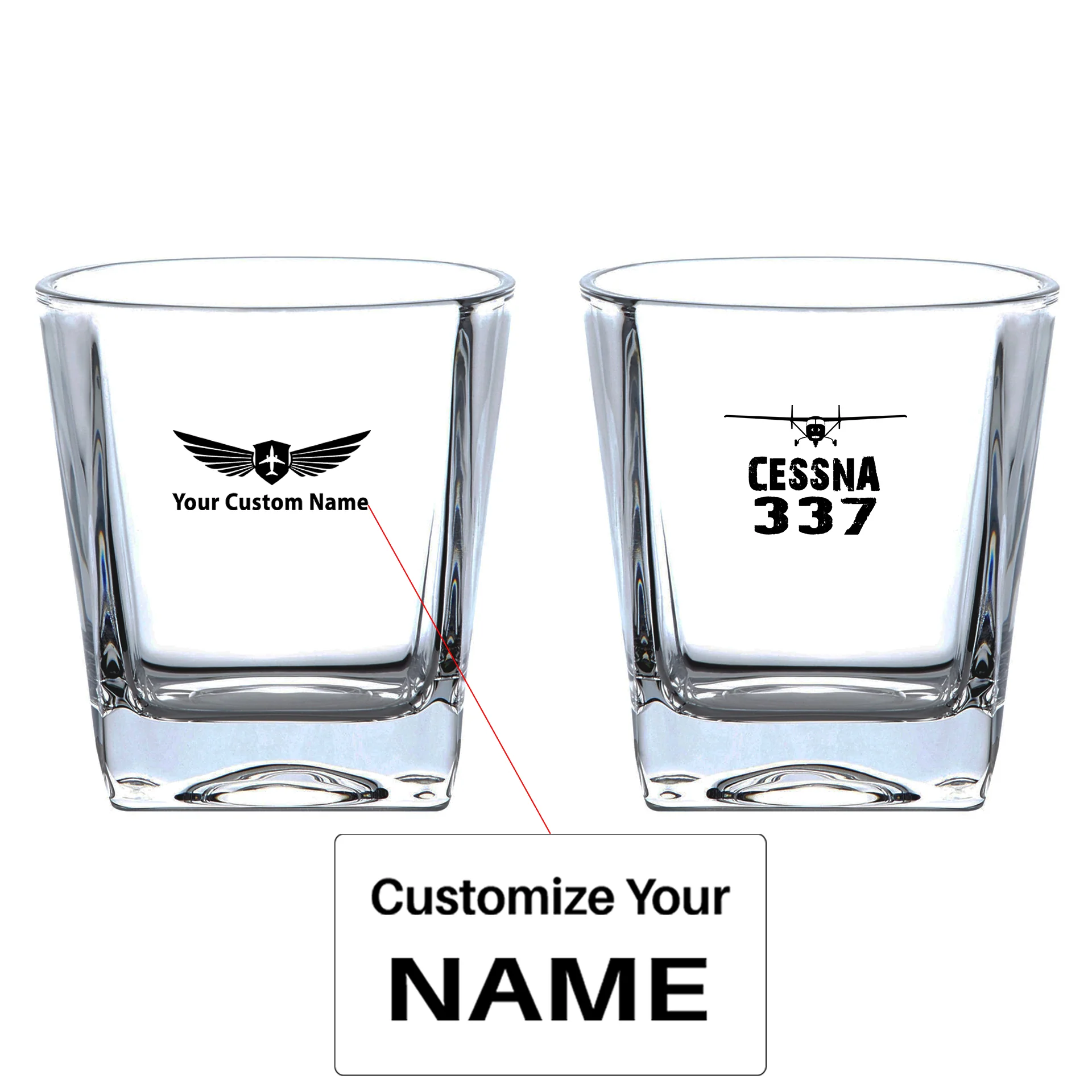 Cessna 337 & Plane Designed Whiskey Glass