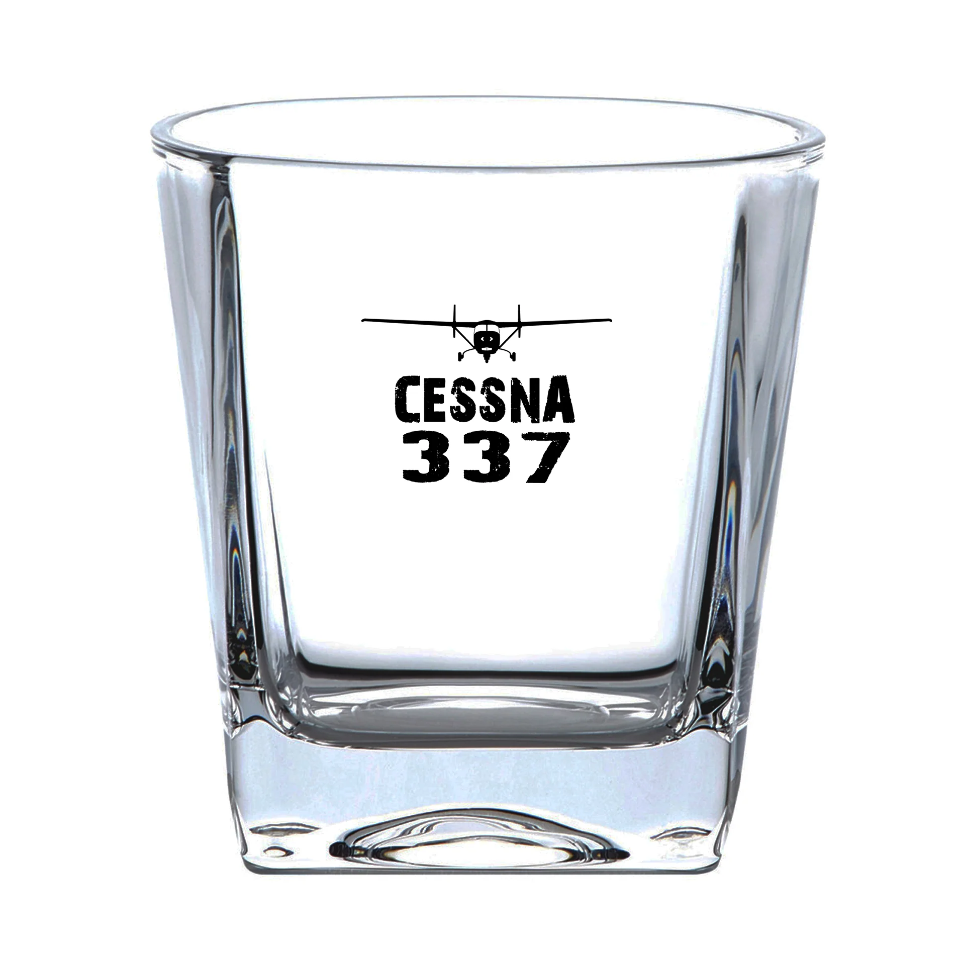 Cessna 337 & Plane Designed Whiskey Glass - Image 2