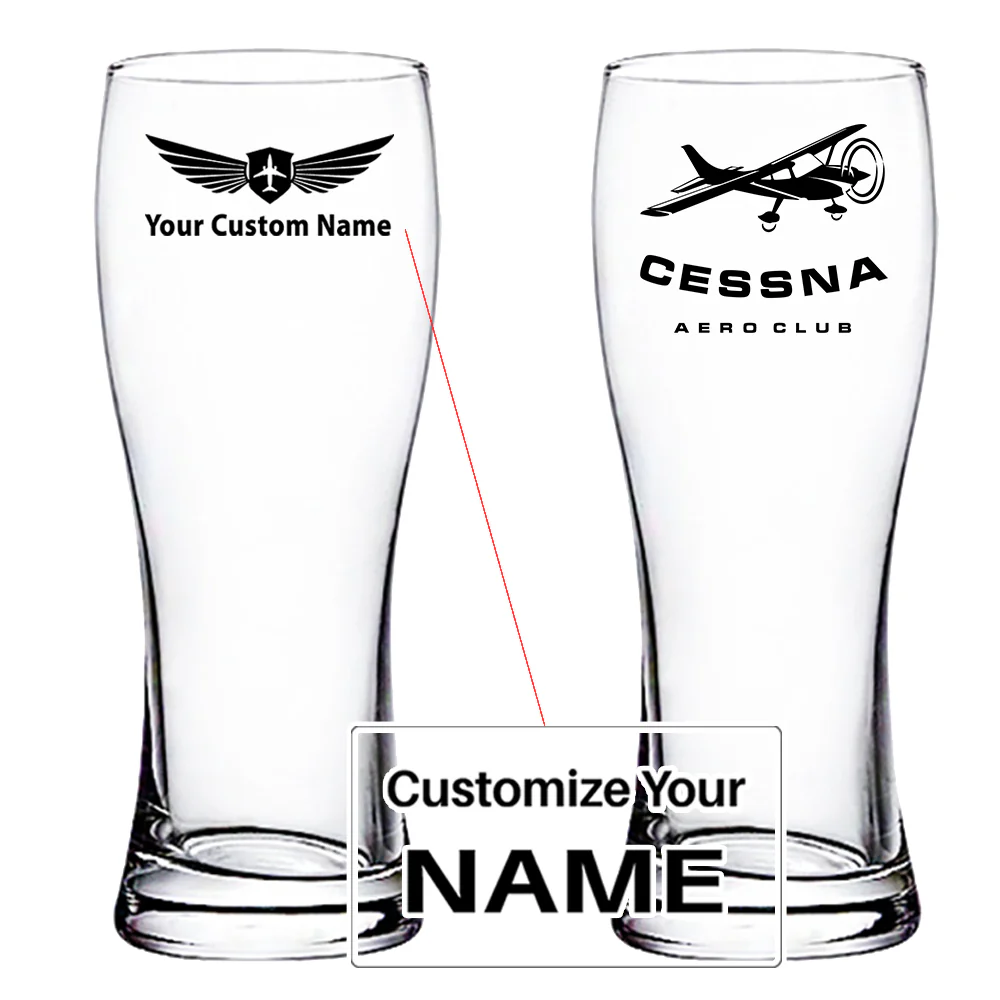 Cessna Aeroclub Designed Pilsner Beer Glasses
