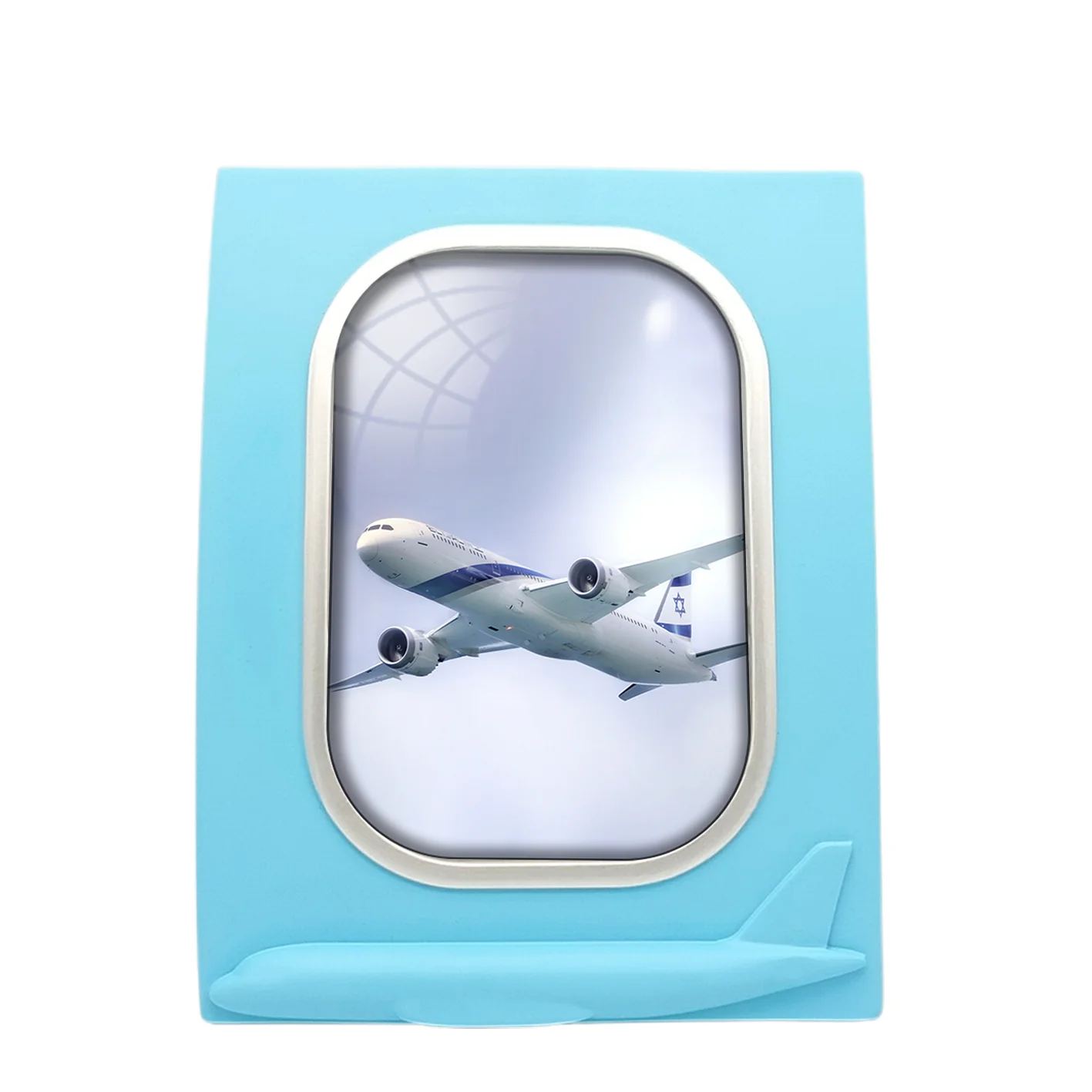 Close up to Israel Airways (El-al) Boeing 787 Designed Airplane Window Photo Frame