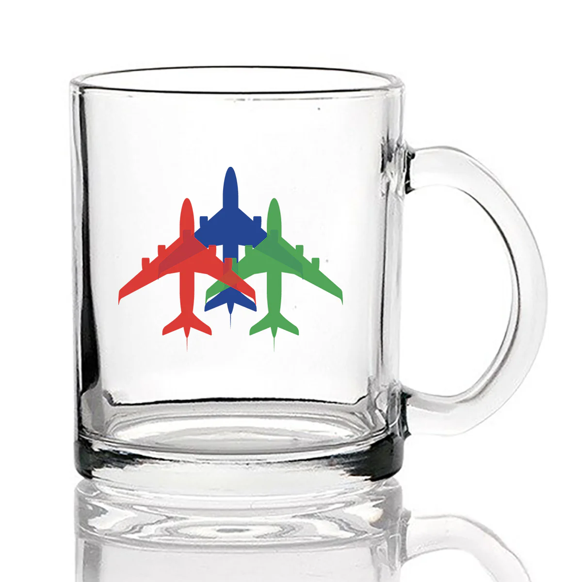Colourful 3 Airplanes Designed Coffee & Tea Glasses - Image 2