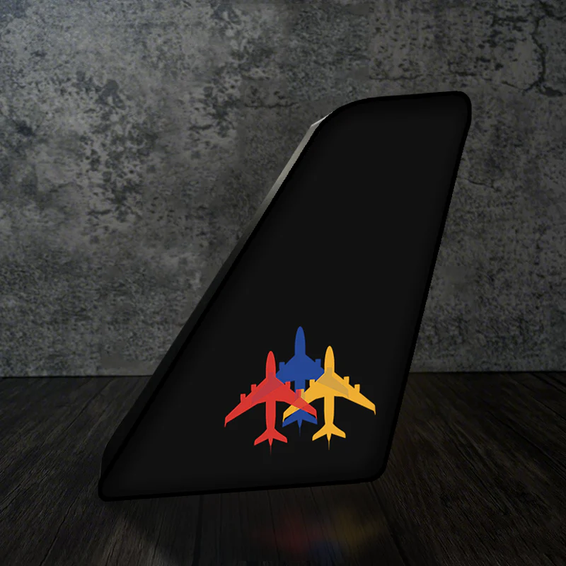 Colourful 3 Airplanes Designed Led Aircraft Tail & 3D Lamp