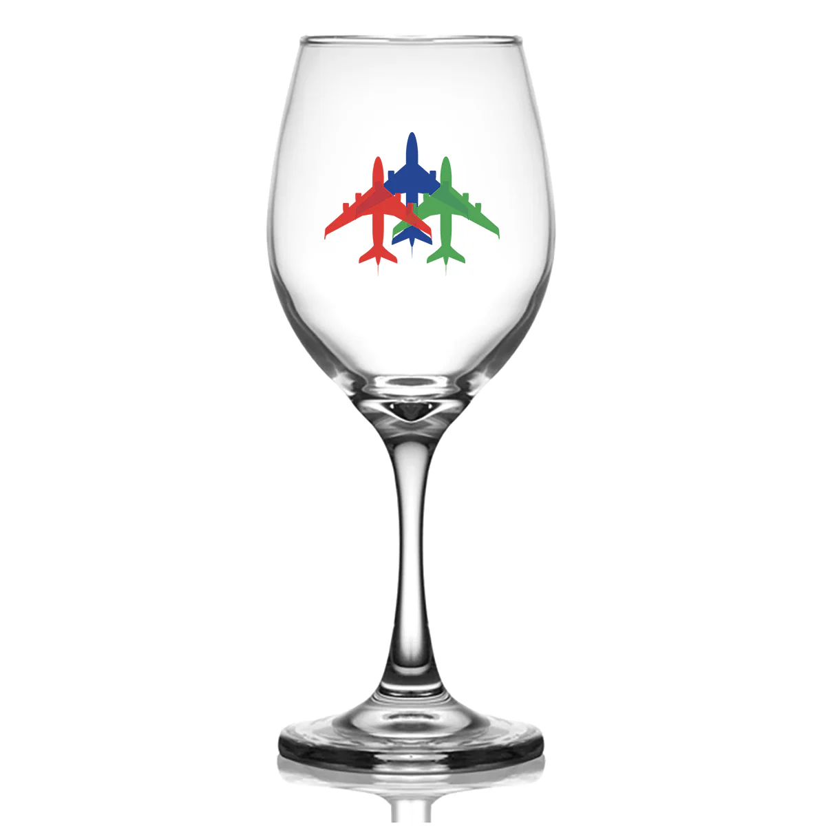 Colourful 3 Airplanes Designed Wine Glasses - Image 2