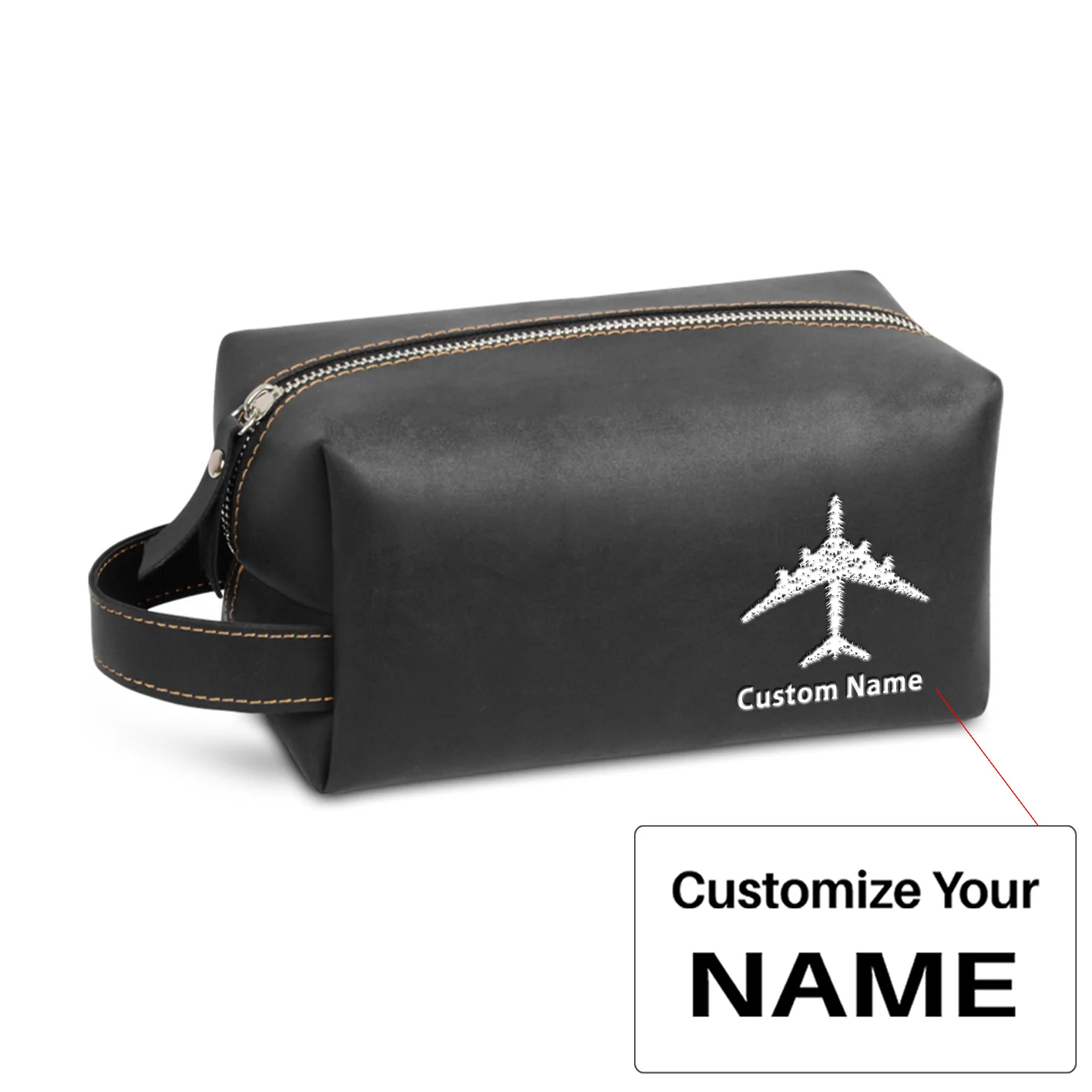 Colourful Airplane Designed Leather Clutch Toiletry Bag