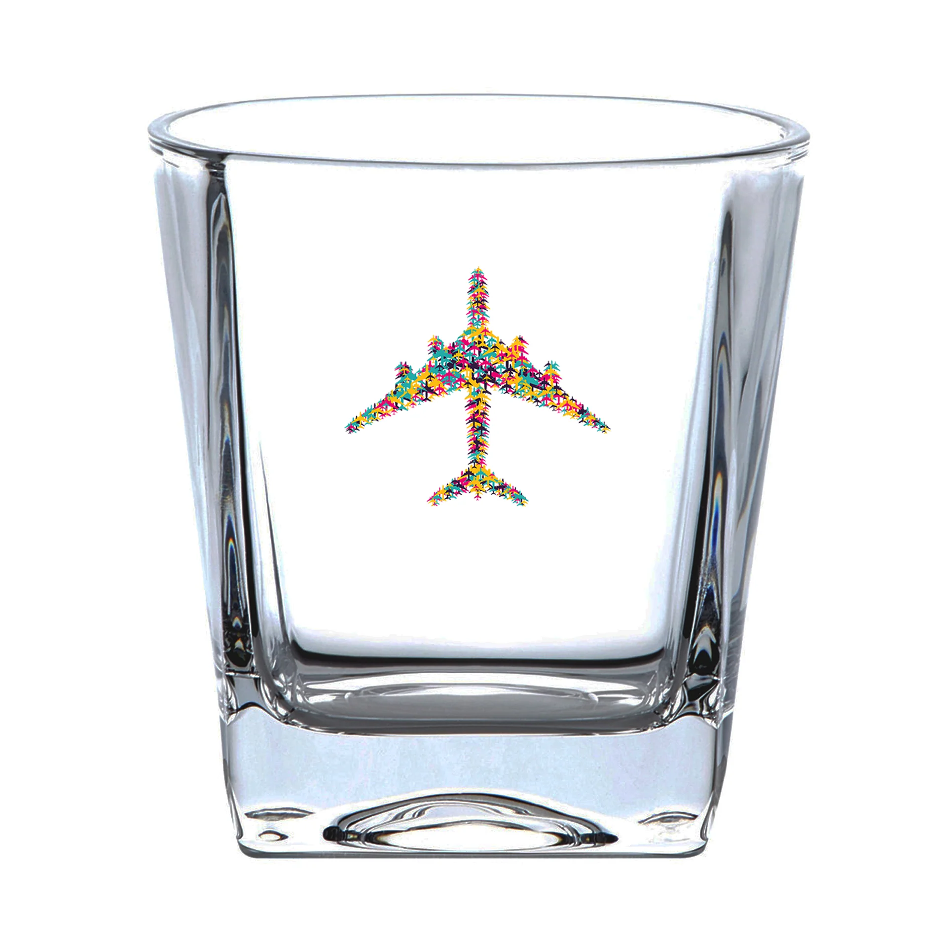 Colourful Airplane Designed Whiskey Glass - Image 2