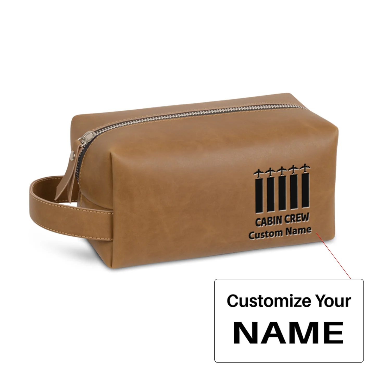 Colourful Cabin Crew Designed Leather Clutch Toiletry Bag - Image 7