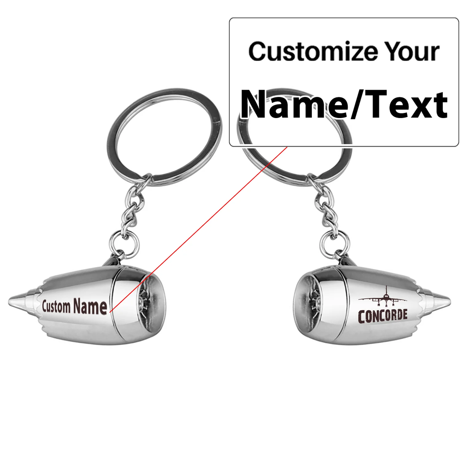 Concorde & Plane Jet Engine Turbine Key Chains