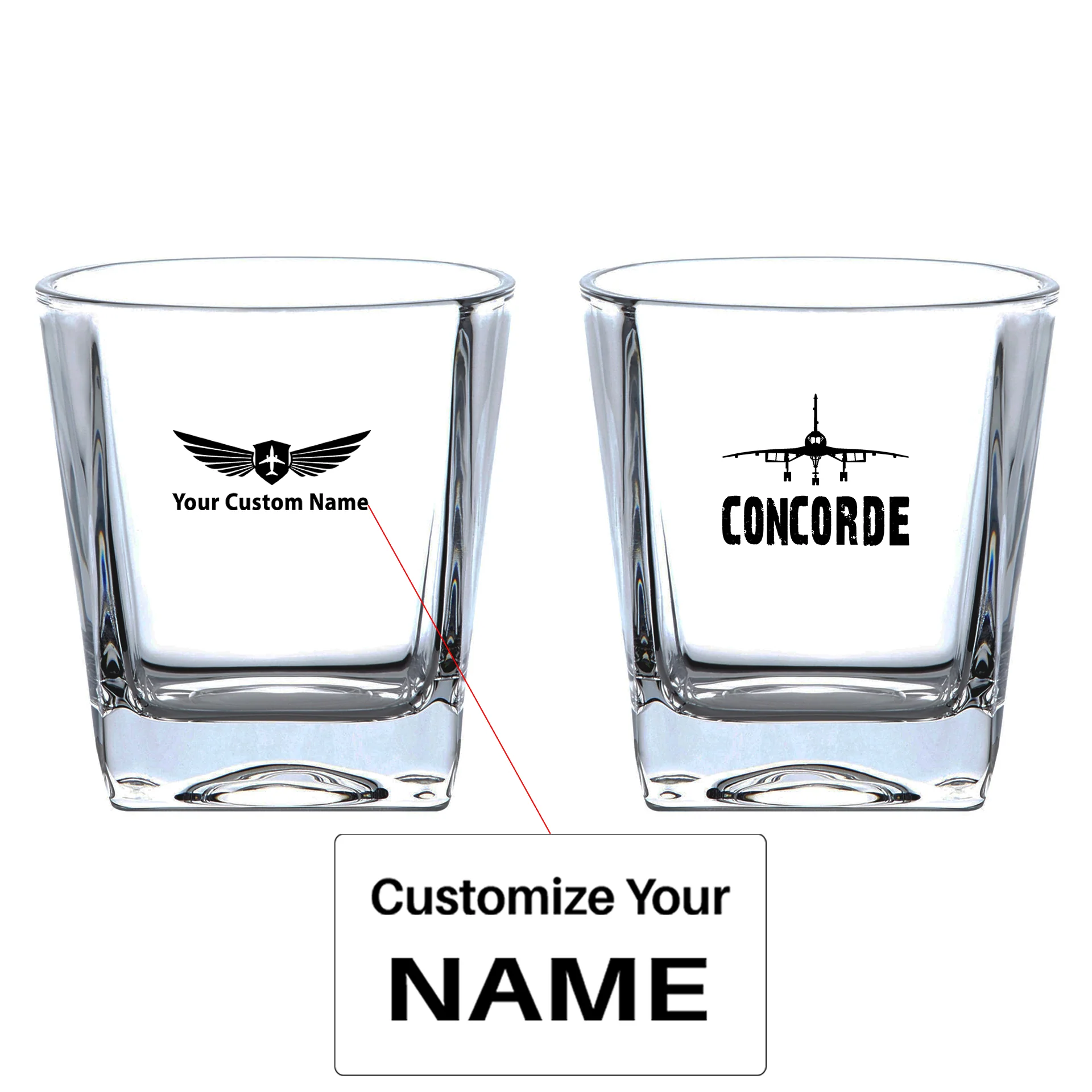 Concorde & Plane Designed Whiskey Glass