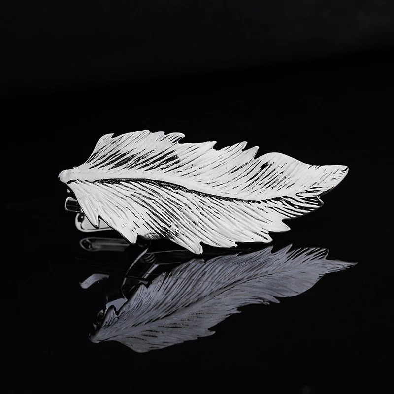 Copper Silver Feather Shaped Tie Clip