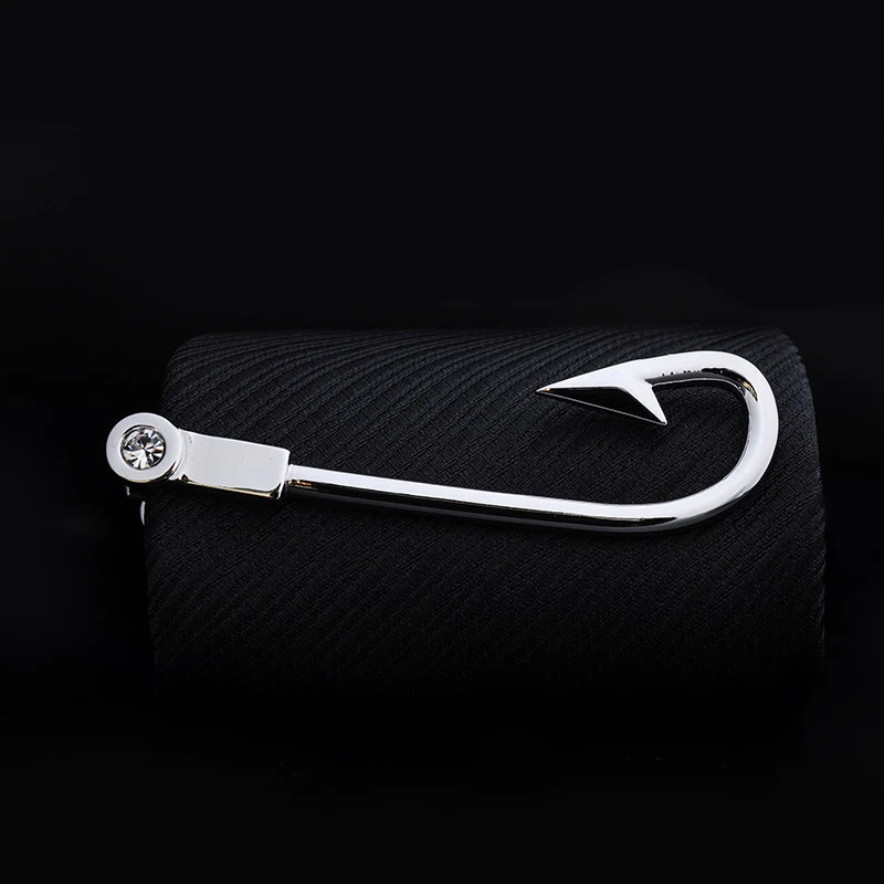 Copper Silver Fish Hook Shaped Tie Clip
