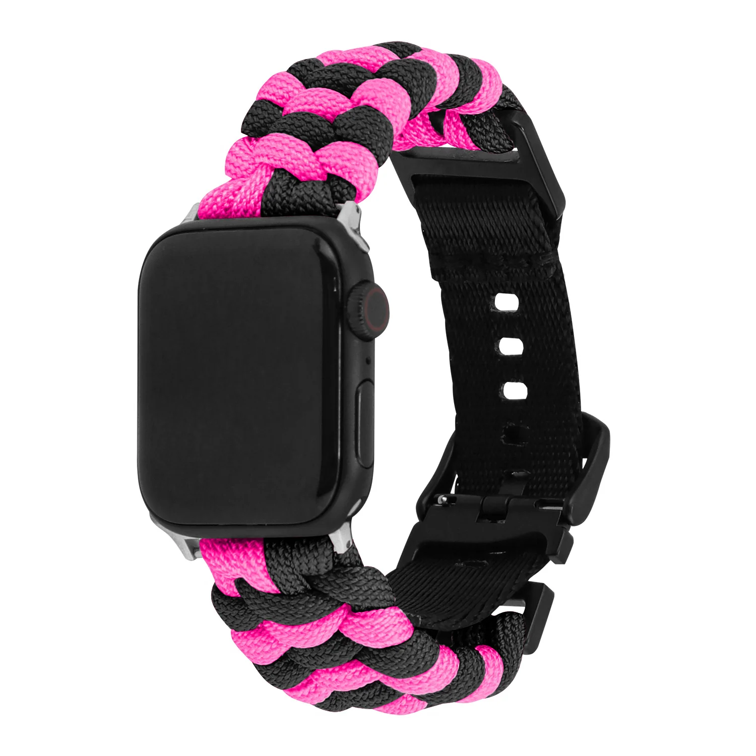 Flat Weave Applewatch Band Adjustable Buckle Umbrella Rope Bracelet - Image 26