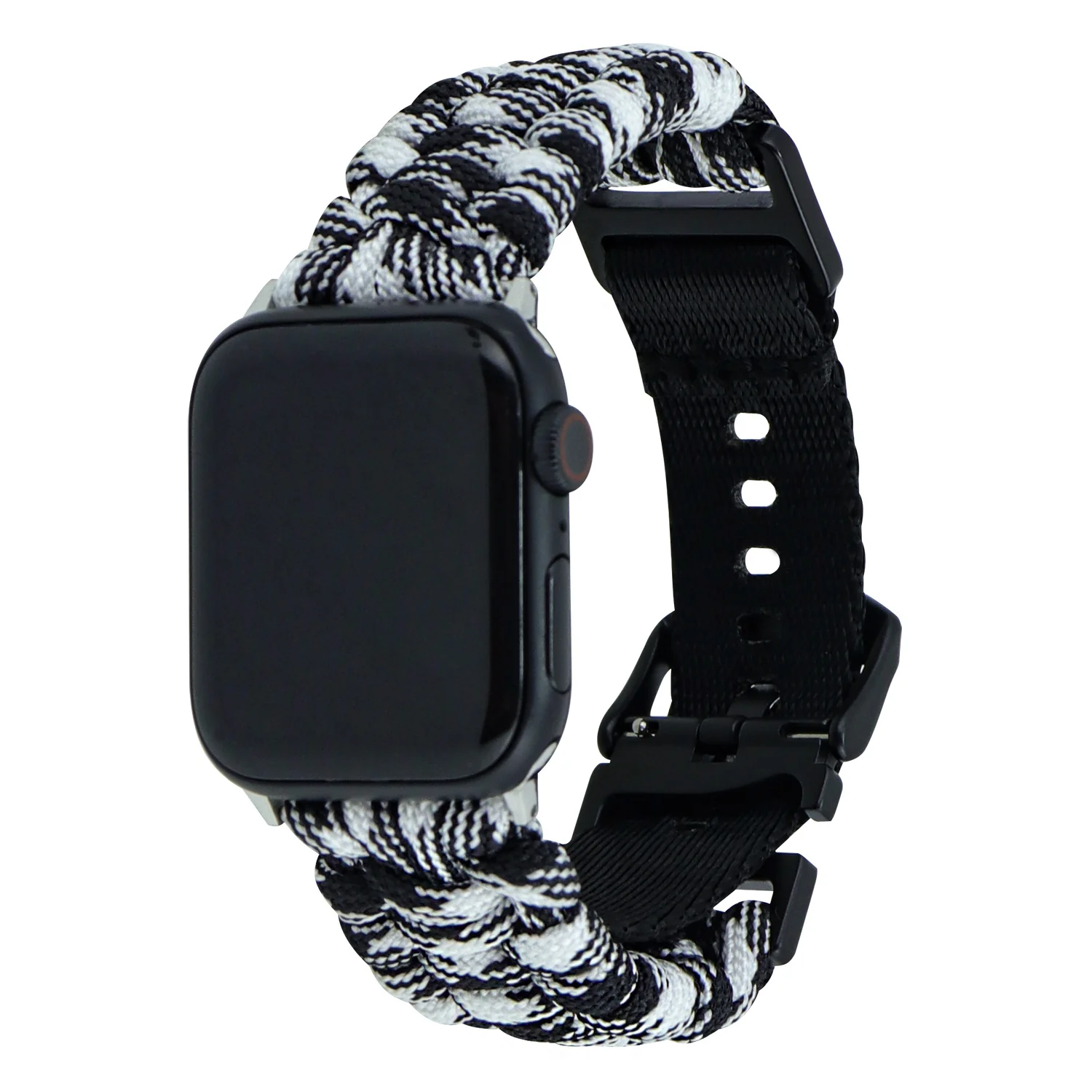 Flat Weave Applewatch Band Adjustable Buckle Umbrella Rope Bracelet - Image 4