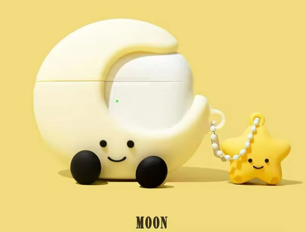 Crescent Moon Designed AirPods Protective Cover: Cute Cartoon Silicone Soft Shell