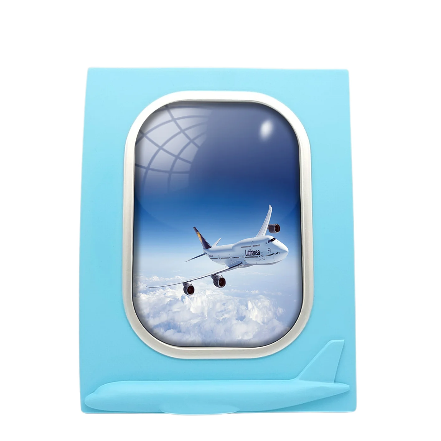 Cruising Lufthansa's Boeing 747 Designed Airplane Window Photo Frame