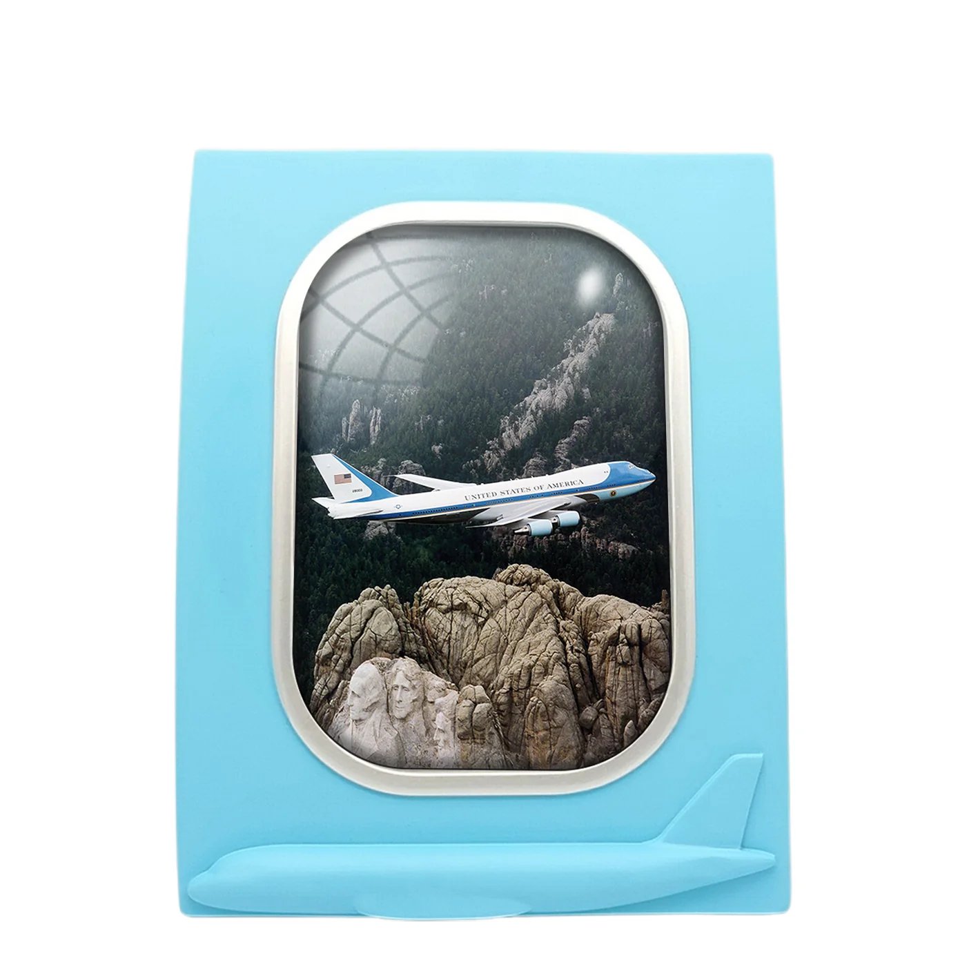 Cruising United States of America Boeing 747 Printed Pillows Designed Airplane Window Photo Frame