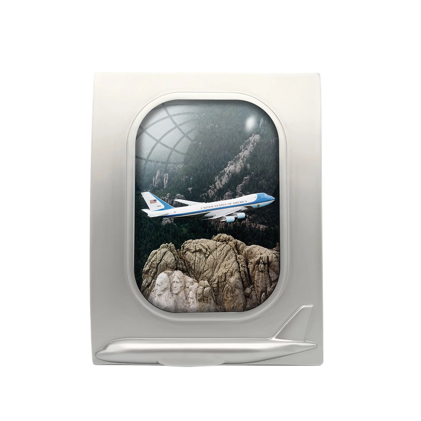 Cruising United States of America Boeing 747 Printed Pillows Designed Airplane Window Photo Frame - Image 2