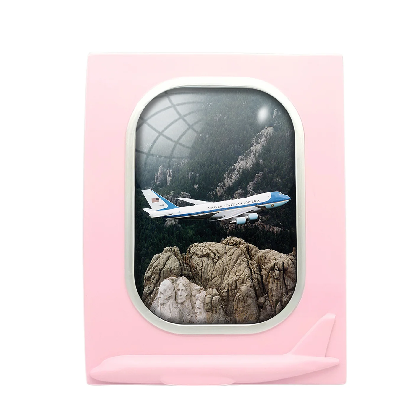Cruising United States of America Boeing 747 Printed Pillows Designed Airplane Window Photo Frame - Image 3