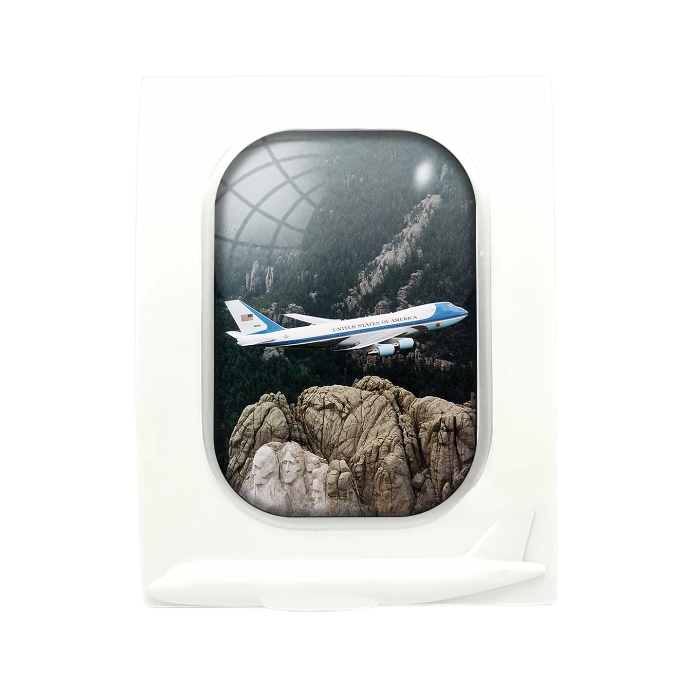 Cruising United States of America Boeing 747 Printed Pillows Designed Airplane Window Photo Frame - Image 4