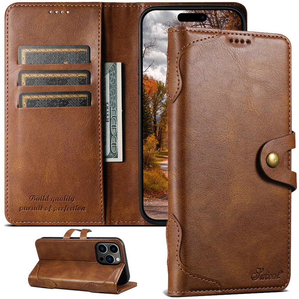 Custom Design Image Logo Clamshell Magnetic Leather Card Wallet Phone Case - Image 11