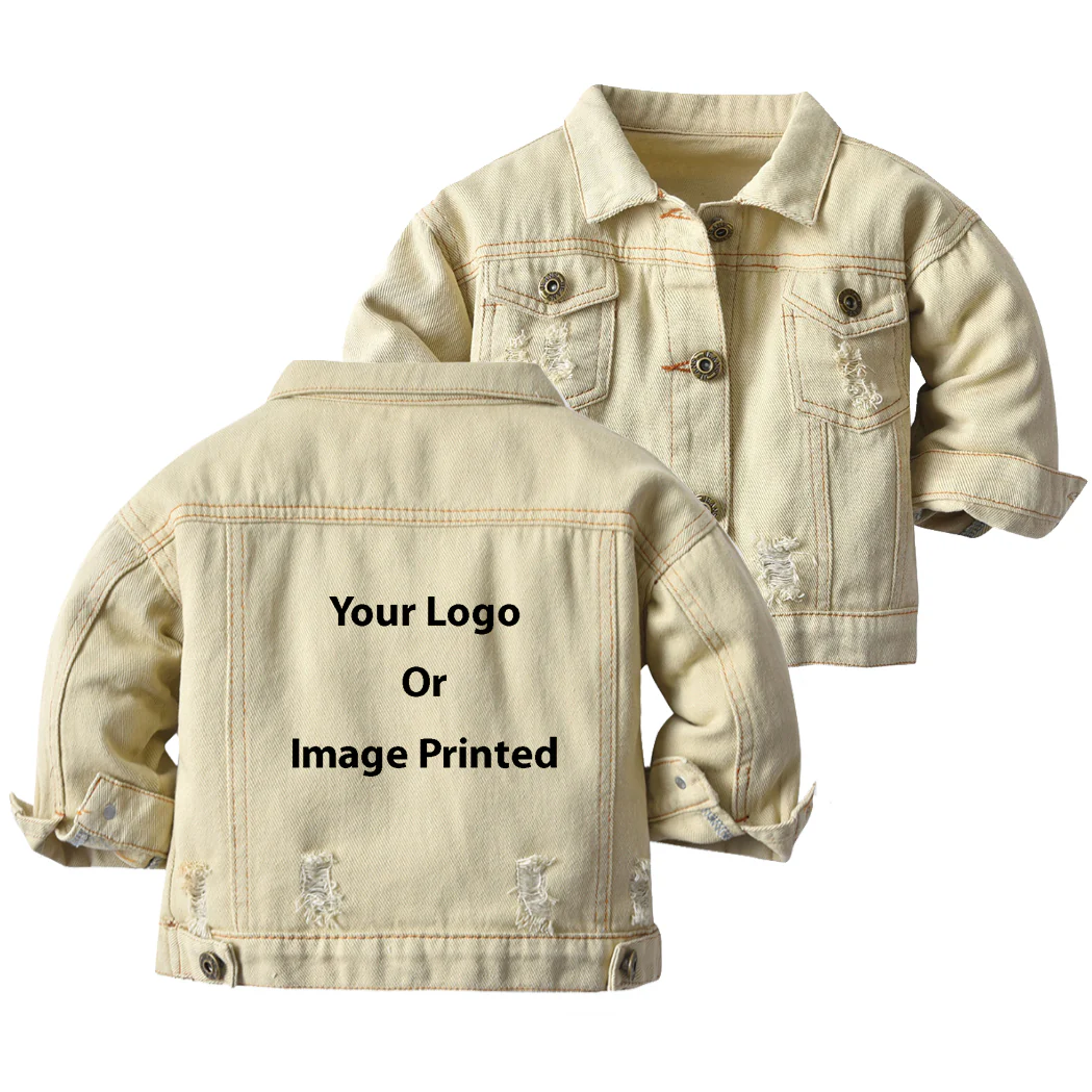 Custom Design Image Logo Designed Children Denim Jackets - Image 4