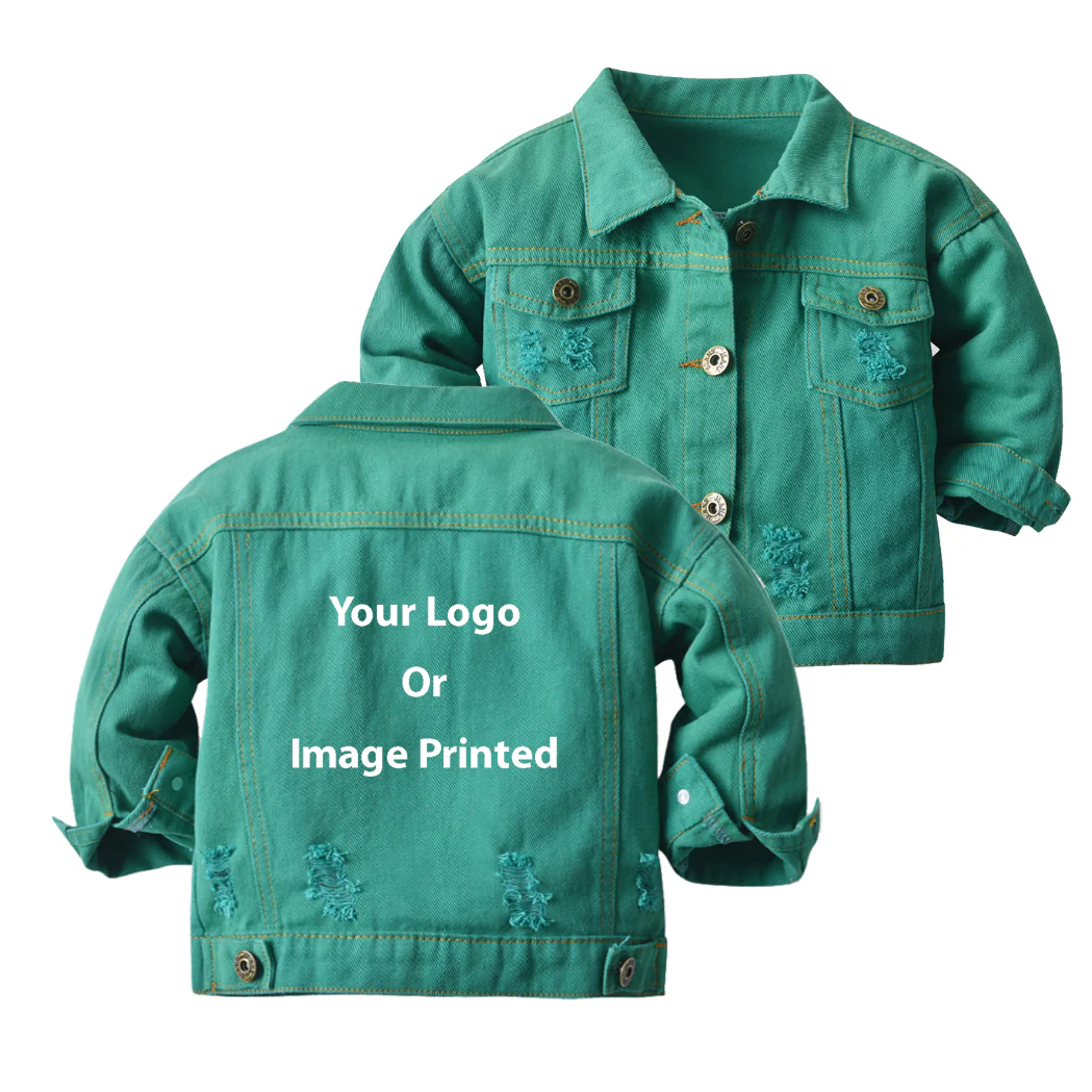 Custom Design Image Logo Designed Children Denim Jackets - Image 5